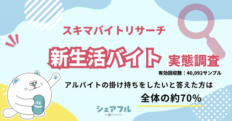 『シェアフル』スキマバイトリサーチ、新生活バイト実態調査を実施