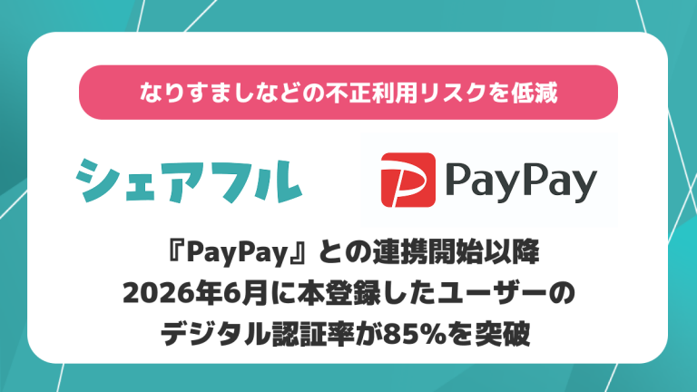 スキマバイトアプリ『シェアフル』、2026年6月に本登録したユーザーのデジタル認証率が85%を突破